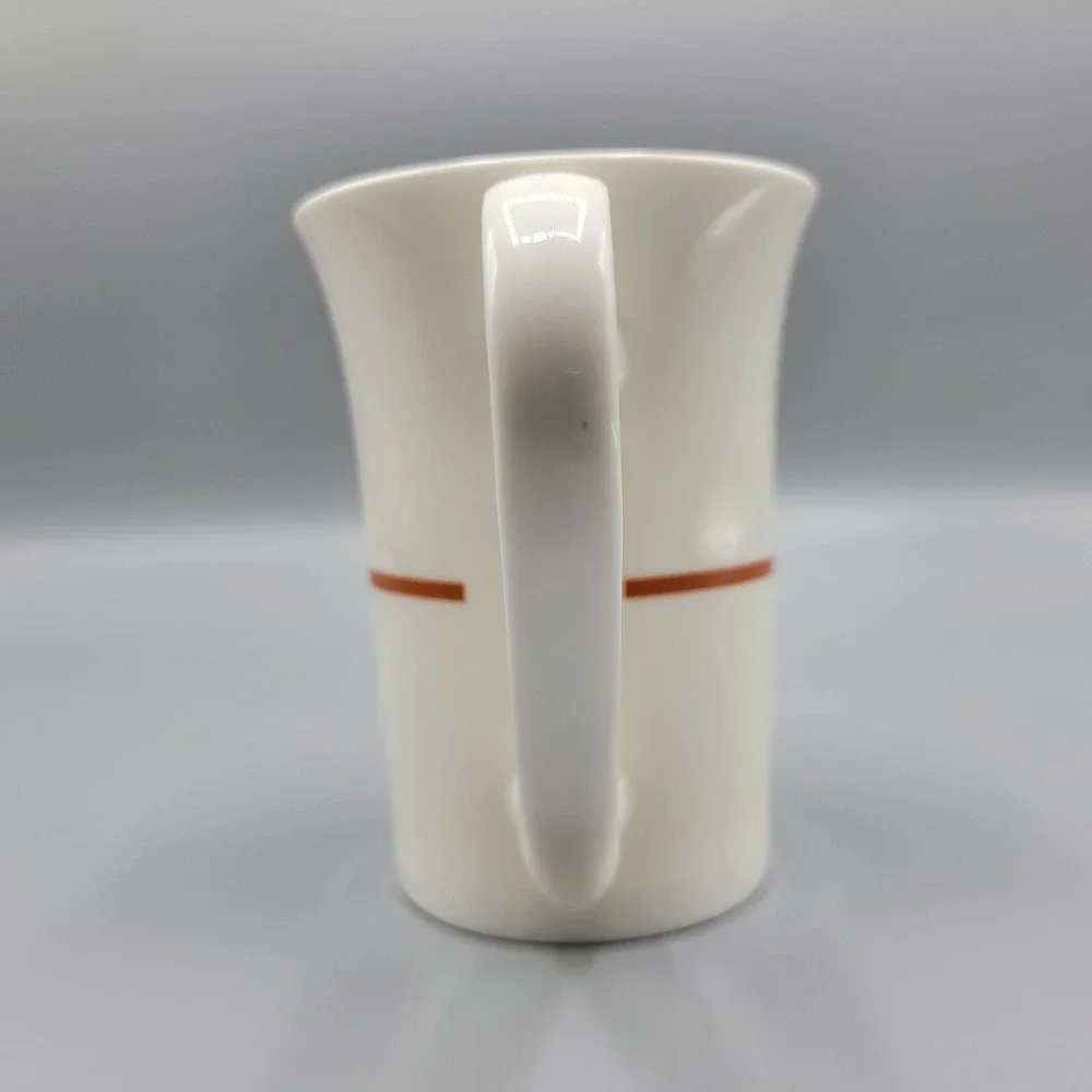 Starbucks Tall Coffee Tea Mug Cup 11oz Victorian Diamond Scroll White and Orange